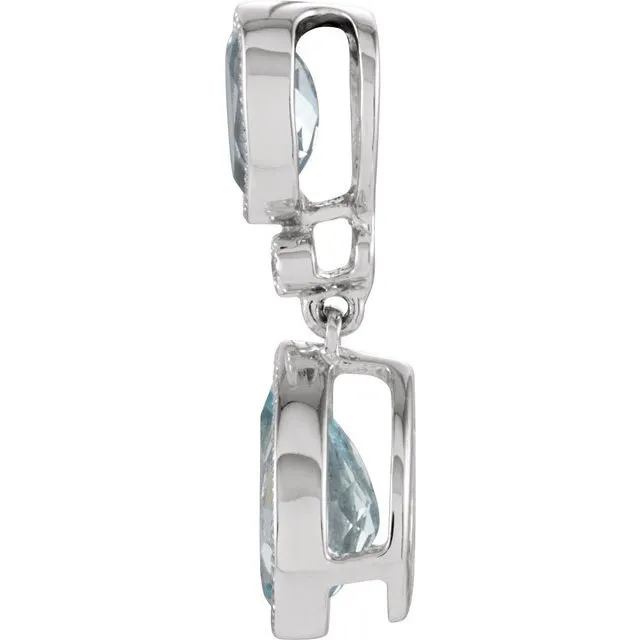 14K White Gold Natural Aquamarine 006 CTW Natural Diamond Pendant TreasureFineJewelers Necklaces