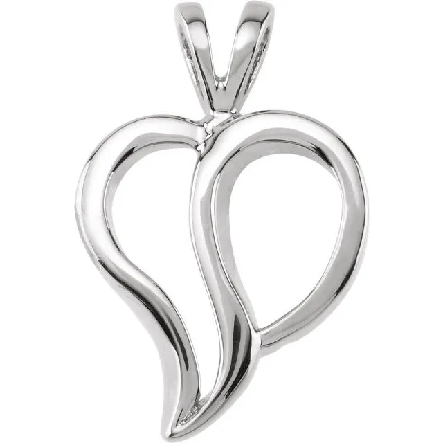 Necklaces 14K White Gold 185x12 mm Heart Pendant TreasureFineJewelers