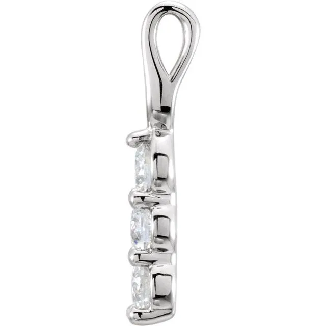 Necklaces TreasureFineJewelers 14K White Gold 12 CTW Natural Diamond ThreeStone Pendant