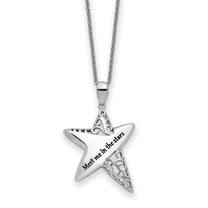 Necklaces TreasureFineJewelers Sentimental Expressions Sterling Silver Rhodiumplated Antiqued Meet Me in the Stars 18in Necklace Necklaces TreasureFineJewelers Sentimental Expressions Sterling Silver Rhodiumplated Antiqued Meet Me in the Stars 18in Necklace