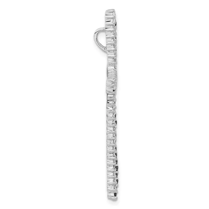 Necklaces TreasureFineJewelers Sterling Silver Black Clear CZ Cross Slide Pendant