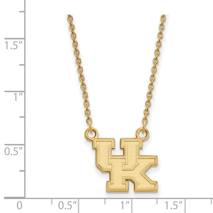 Necklaces TreasureFineJewelers Sterling Silver Goldplated University of Kentucky UK Small Pendant 18 inch Necklace