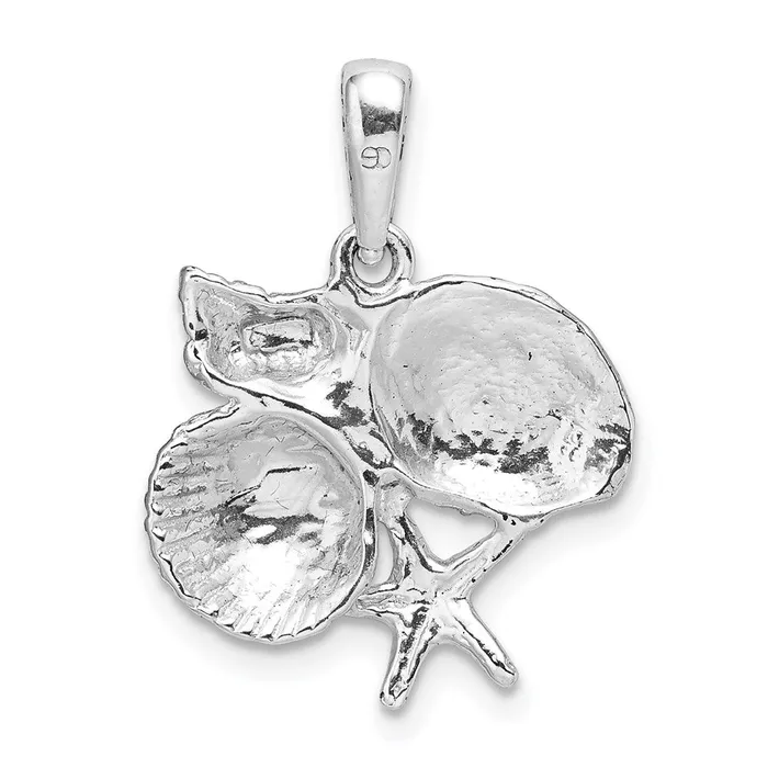 Necklaces TreasureFineJewelers Sterling Silver Polished Shell Cluster Pendant