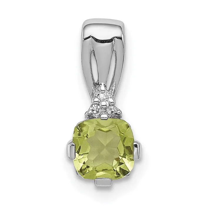 Necklaces TreasureFineJewelers Sterling Silver Rhodium Plated Diamond and Peridot Pendant Necklaces TreasureFineJewelers Sterling Silver Rhodium Plated Diamond and Peridot Pendant