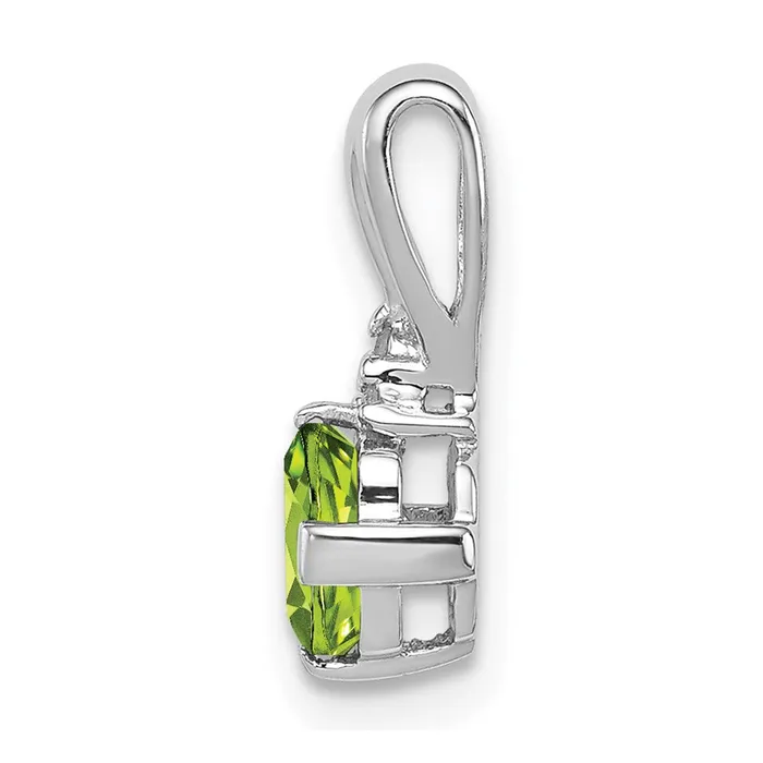 Necklaces TreasureFineJewelers Sterling Silver Rhodium Plated Diamond and Peridot Pendant