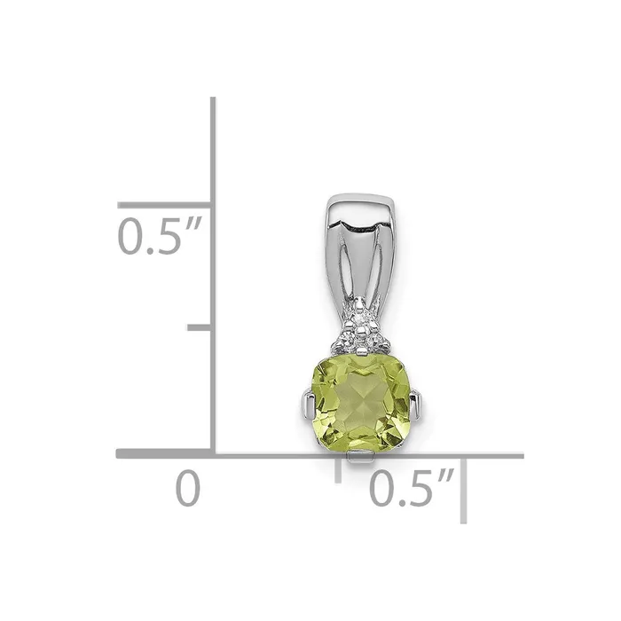 Necklaces TreasureFineJewelers Sterling Silver Rhodium Plated Diamond and Peridot Pendant