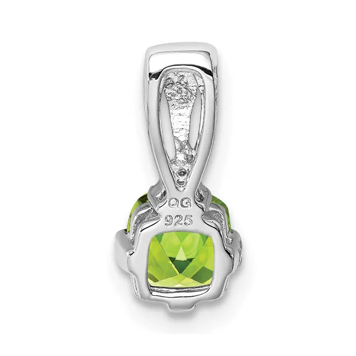 Necklaces TreasureFineJewelers Sterling Silver Rhodium Plated Diamond and Peridot Pendant