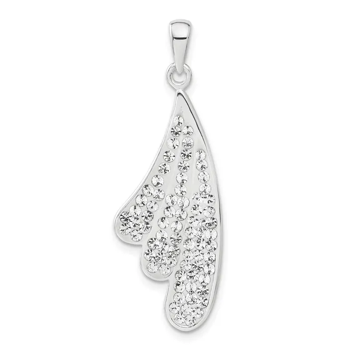 Necklaces TreasureFineJewelers Sterling Silver Stellux White Crystal Wing Pendant Necklaces TreasureFineJewelers Sterling Silver Stellux White Crystal Wing Pendant
