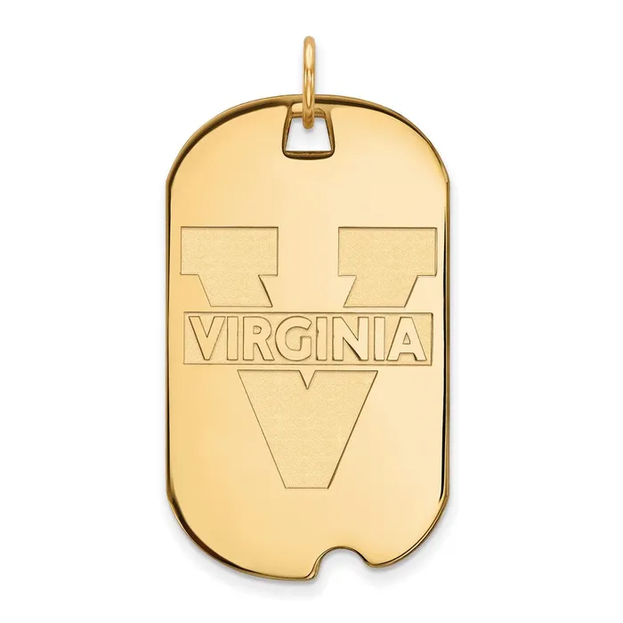 Sterling Silver Goldplated University of Virginia Large Dog Tag Pendant TreasureFineJewelers Necklaces Sterling Silver Goldplated University of Virginia Large Dog Tag Pendant TreasureFineJewelers Necklaces