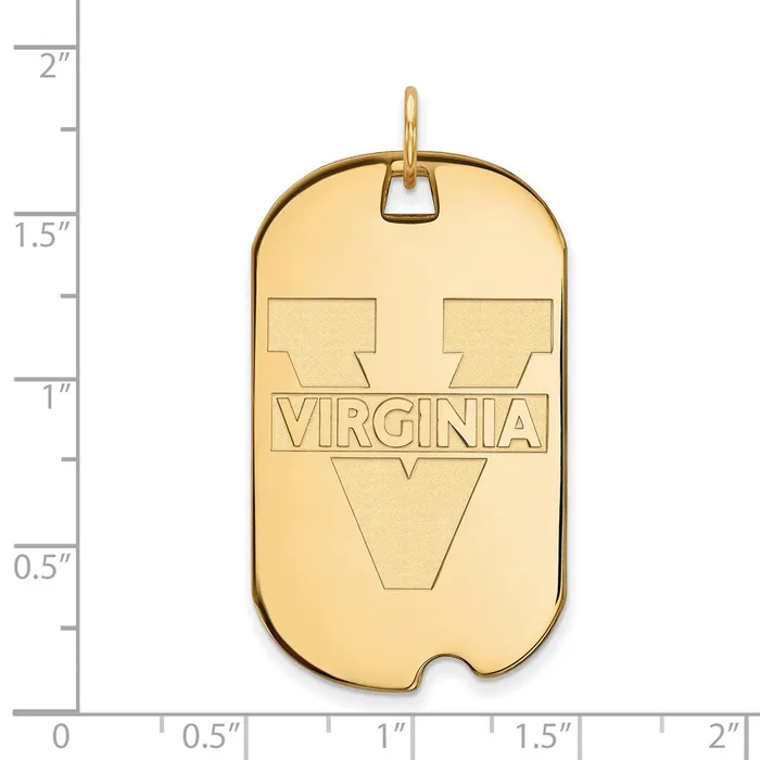 Sterling Silver Goldplated University of Virginia Large Dog Tag Pendant TreasureFineJewelers Necklaces