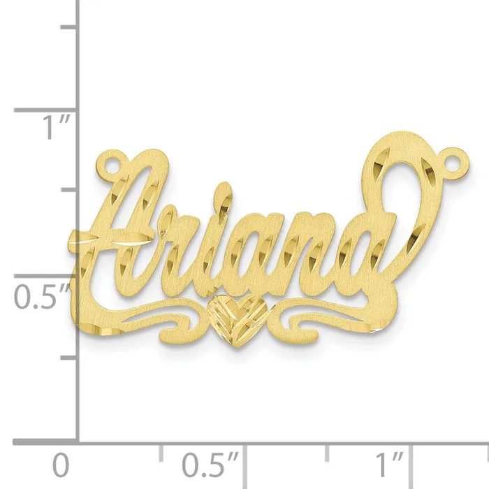 TreasureFineJewelers Necklaces 10K Satin Diamondcut Heart Name Plate