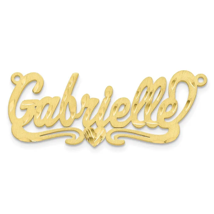 TreasureFineJewelers Necklaces 10K Satin Diamondcut Heart Name Plate