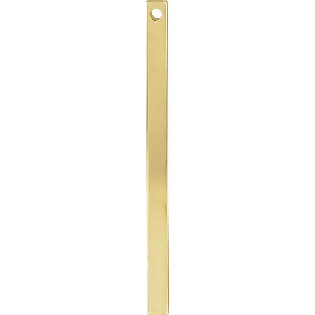 TreasureFineJewelers Necklaces 10K Yellow Gold 35x25 mm Engravable FourSided Vertical Bar Pendant