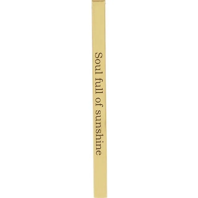 TreasureFineJewelers Necklaces 10K Yellow Gold 35x25 mm Engravable FourSided Vertical Bar Pendant