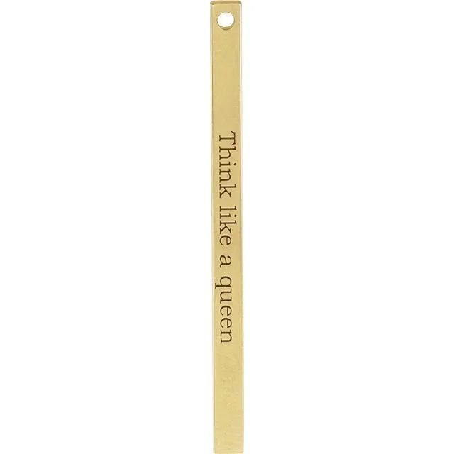 TreasureFineJewelers Necklaces 10K Yellow Gold 35x25 mm Engravable FourSided Vertical Bar Pendant