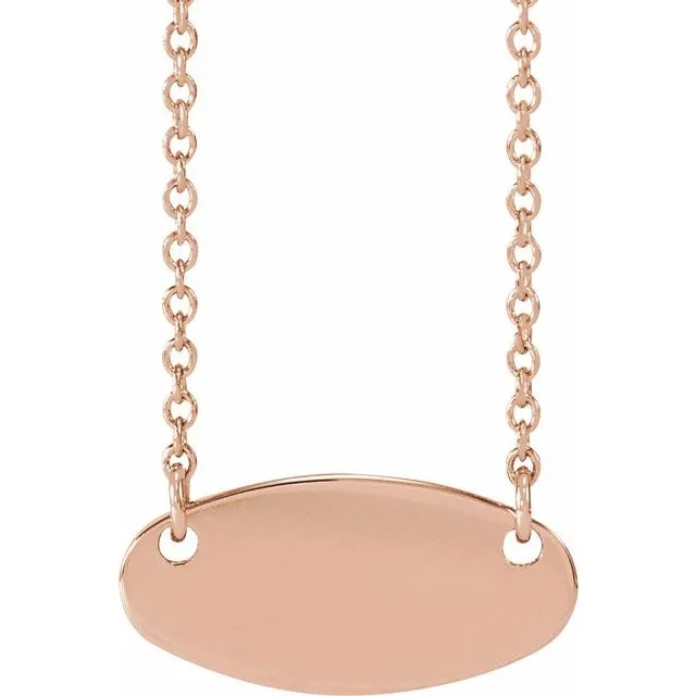 TreasureFineJewelers Necklaces 14K Rose Gold 14x7 mm Oval 16 Necklace