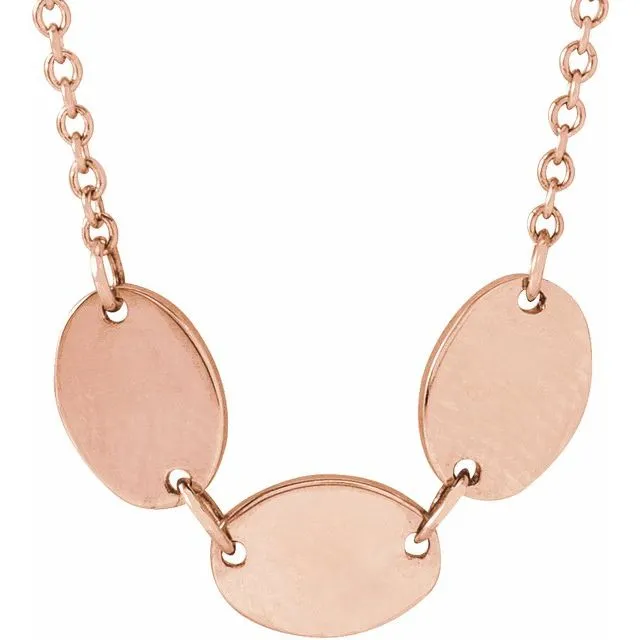 TreasureFineJewelers Necklaces 14K Rose Gold 3Disc Engravable Family Disc 18 Necklace TreasureFineJewelers Necklaces 14K Rose Gold 3Disc Engravable Family Disc 18 Necklace