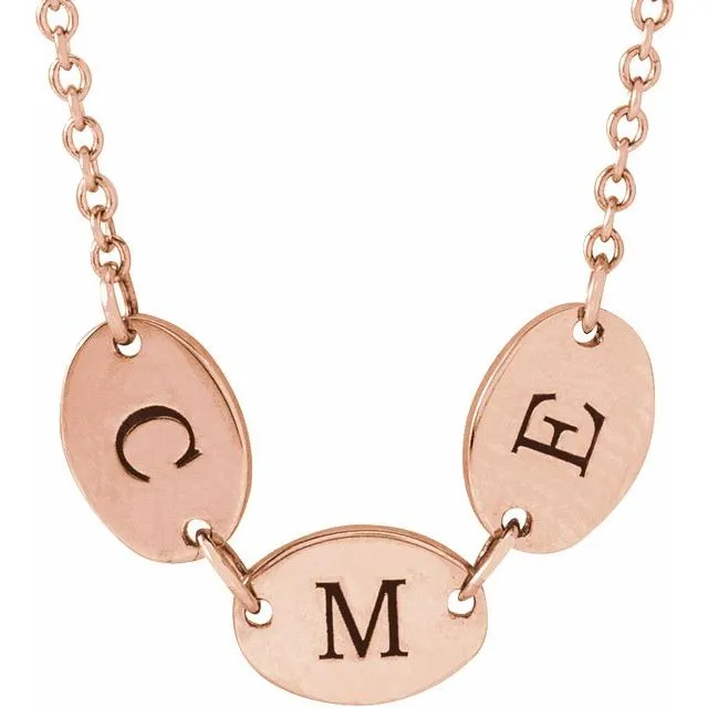 TreasureFineJewelers Necklaces 14K Rose Gold 3Disc Engravable Family Disc 18 Necklace
