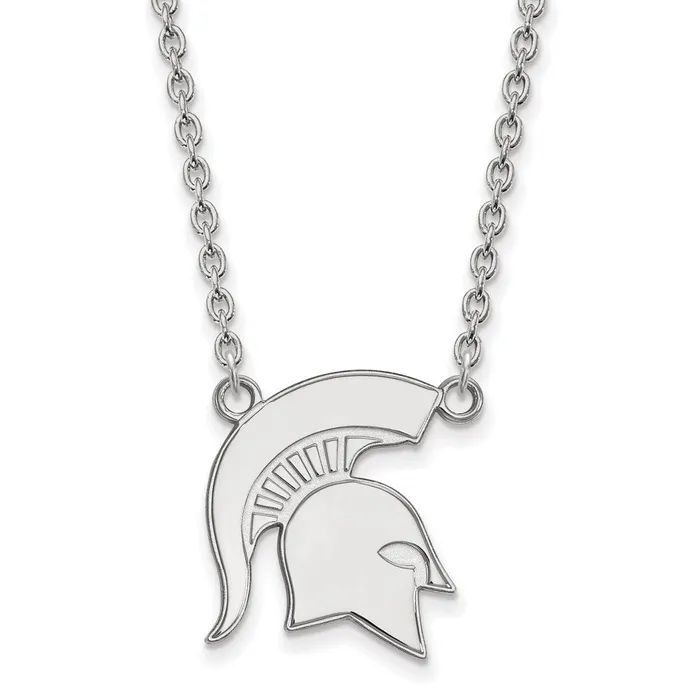 TreasureFineJewelers Necklaces 14K White Gold Michigan State University Large Pendant with Necklace TreasureFineJewelers Necklaces 14K White Gold Michigan State University Large Pendant with Necklace