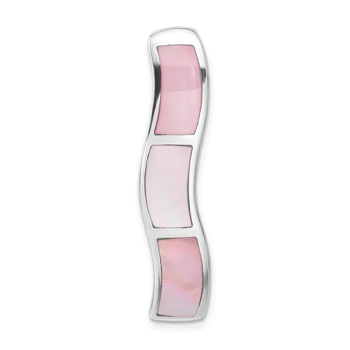 TreasureFineJewelers Necklaces Sterling Silver Pink Mother of Pearl Wavy Pendant TreasureFineJewelers Necklaces Sterling Silver Pink Mother of Pearl Wavy Pendant