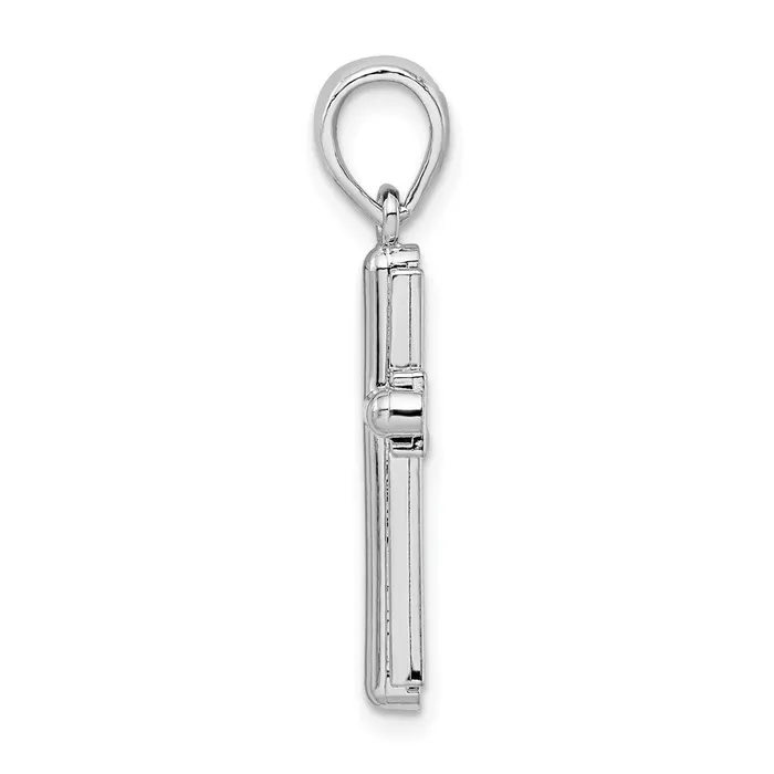 TreasureFineJewelers Necklaces Sterling Silver Rounded Cross wFrame Pendant
