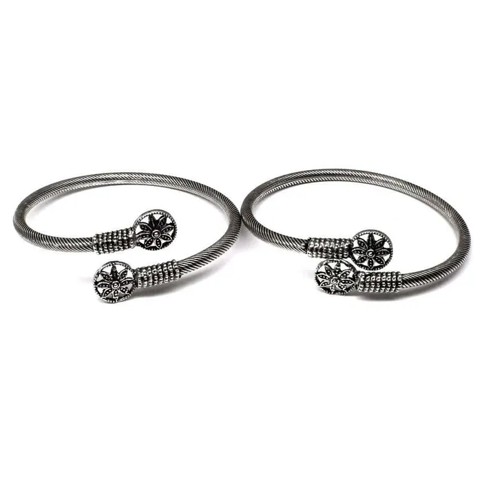 Karizma Jewels Bracelets Antique Flower Real Sterling Silver womens Bracelet Bangle armlet