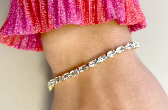 Albert Hern Bracelets Bracelet 18kt Gold Oval Aquamarine Tennis Albert Hern Bracelets Bracelet 18kt Gold Oval Aquamarine Tennis