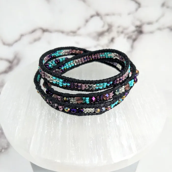 Beaded Triple Wrap Woven 7 Bracelet LV2656 Bliss Crystals Bracelets
