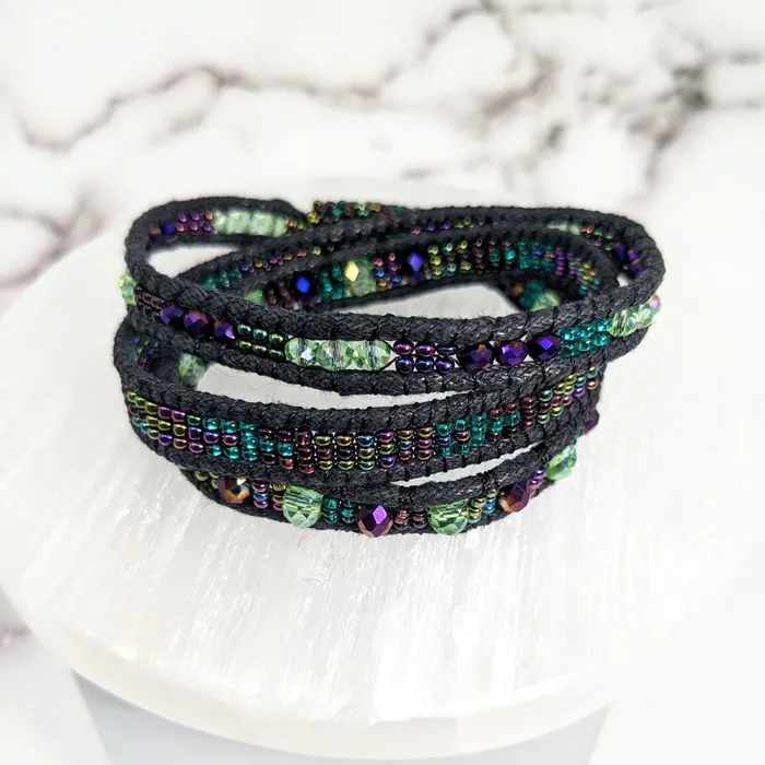 Beaded Triple Wrap Woven 7 Bracelet LV2656 Bliss Crystals Bracelets