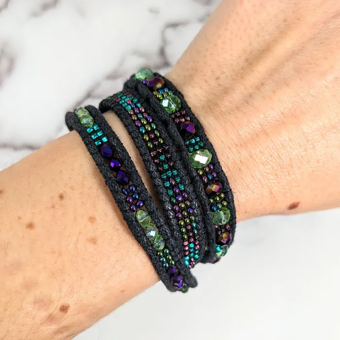 Beaded Triple Wrap Woven 7 Bracelet LV2656 Bliss Crystals Bracelets