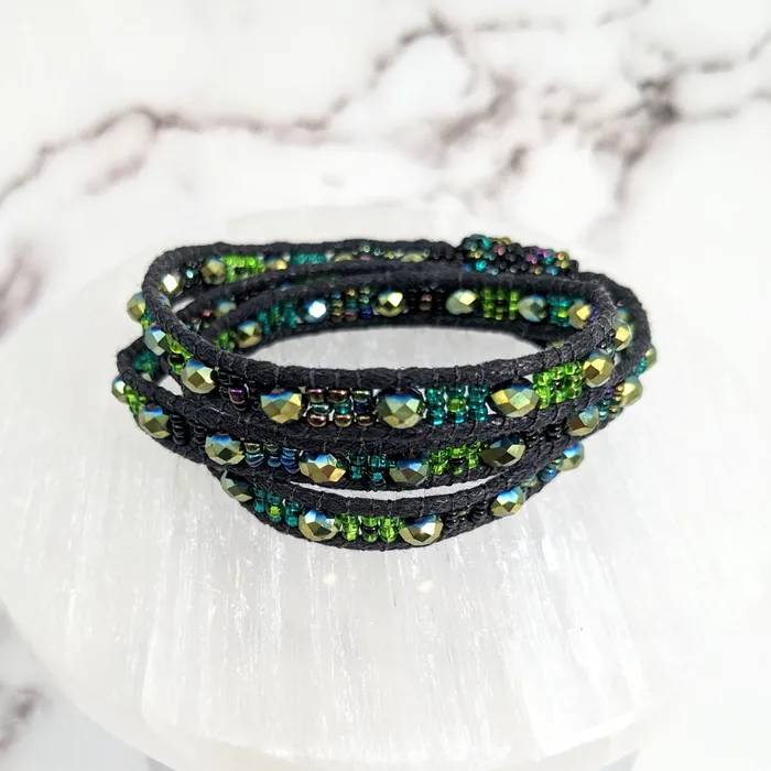 Beaded Triple Wrap Woven 7 Bracelet LV2656 Bliss Crystals Bracelets