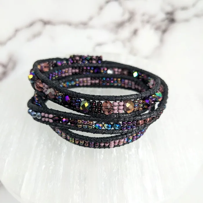 Beaded Triple Wrap Woven 7 Bracelet LV2656 Bliss Crystals Bracelets
