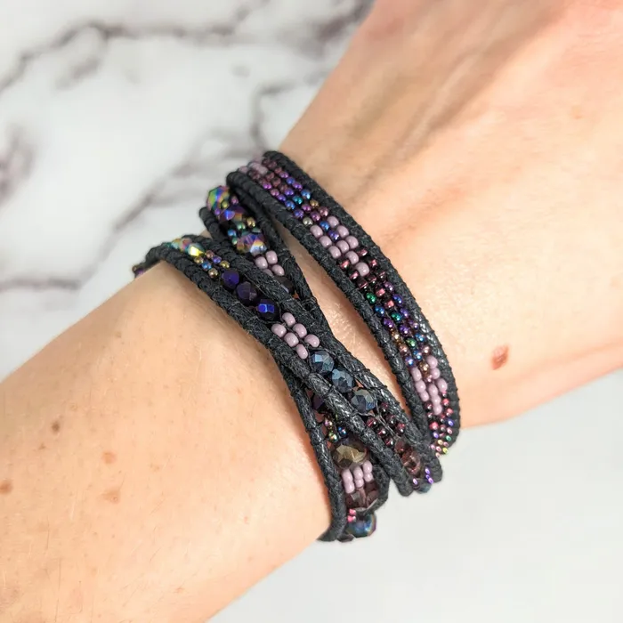 Beaded Triple Wrap Woven 7 Bracelet LV2656 Bliss Crystals Bracelets