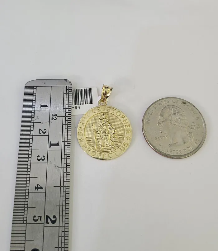 10k 25mm Rope Chain Saint Christopher Pendant 1830 Gold Set Charm Necklace Gold and Diamond Necklaces