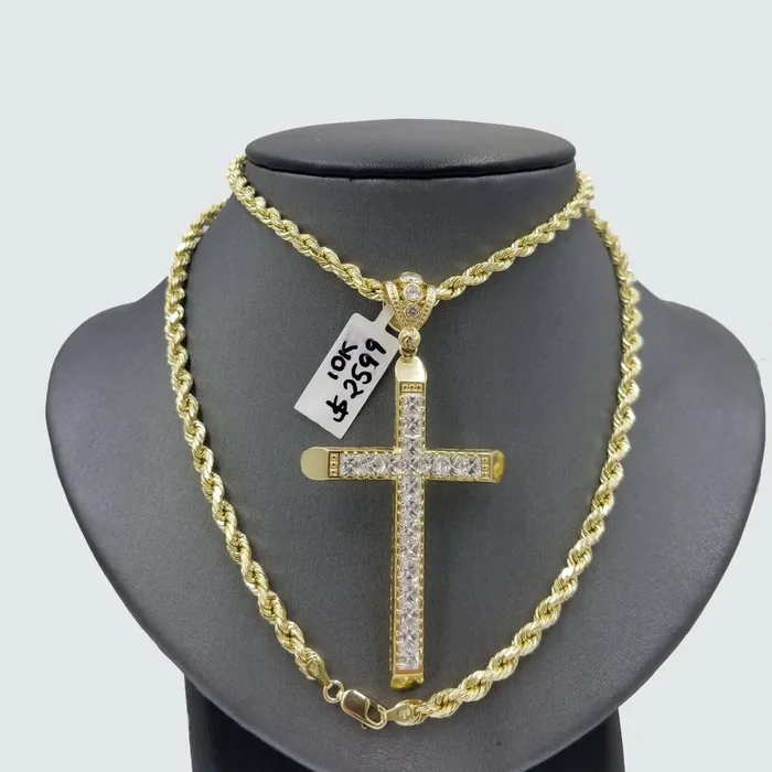 10k Yellow Gold Jesus Cross Pendant Rope Chain 22 24 26 4mm Men REAL GlobalWatches10 Necklaces 10k Yellow Gold Jesus Cross Pendant Rope Chain 22 24 26 4mm Men REAL GlobalWatches10 Necklaces