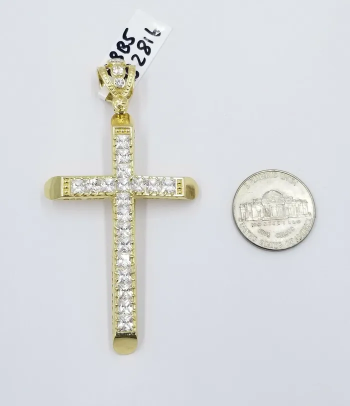 10k Yellow Gold Jesus Cross Pendant Rope Chain 22 24 26 4mm Men REAL GlobalWatches10 Necklaces
