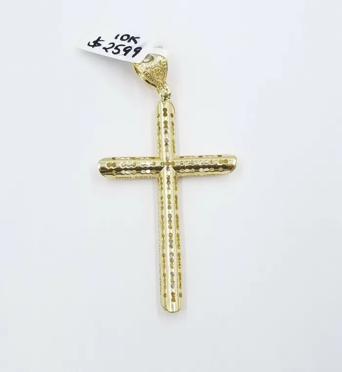 10k Yellow Gold Jesus Cross Pendant Rope Chain 22 24 26 4mm Men REAL GlobalWatches10 Necklaces