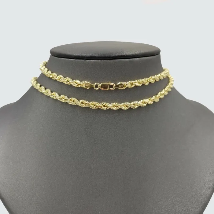 10k Yellow Gold Jesus Cross Pendant Rope Chain 22 24 26 4mm Men REAL GlobalWatches10 Necklaces