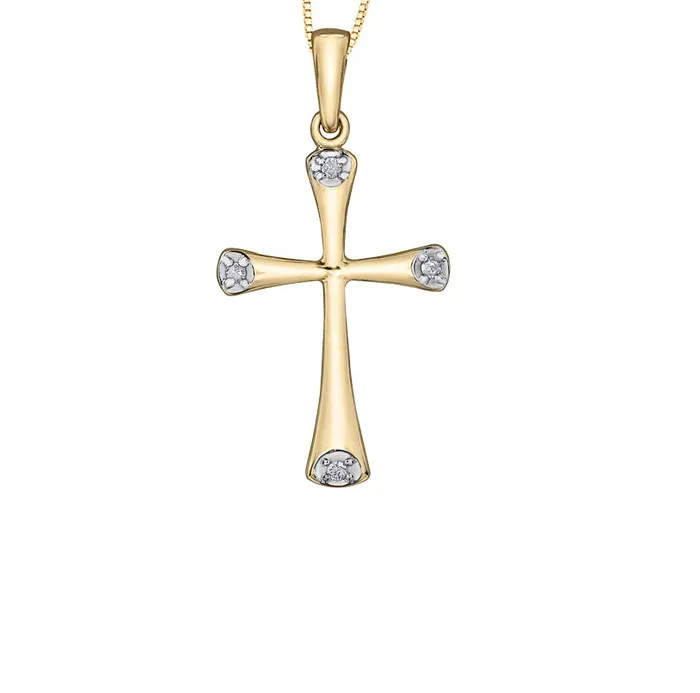 10kt Yellow Gold Diamond Cross Pendant Forever Jewellery Necklaces
