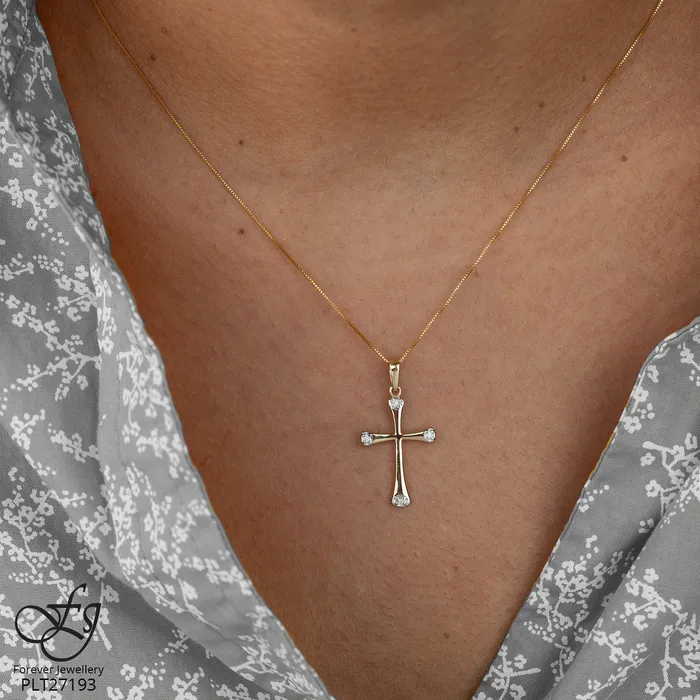 10kt Yellow Gold Diamond Cross Pendant Forever Jewellery Necklaces
