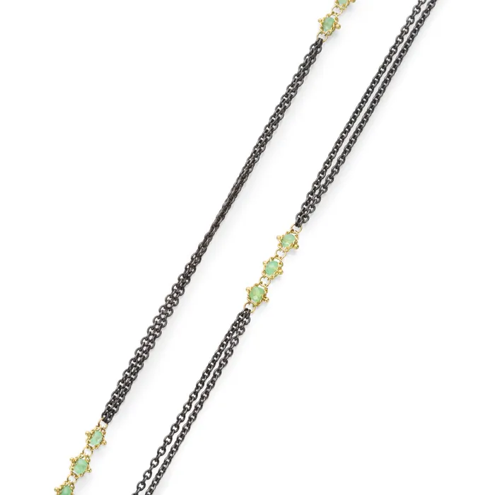 Amali Necklaces Chrysoprase Triple Textile Station Necklace