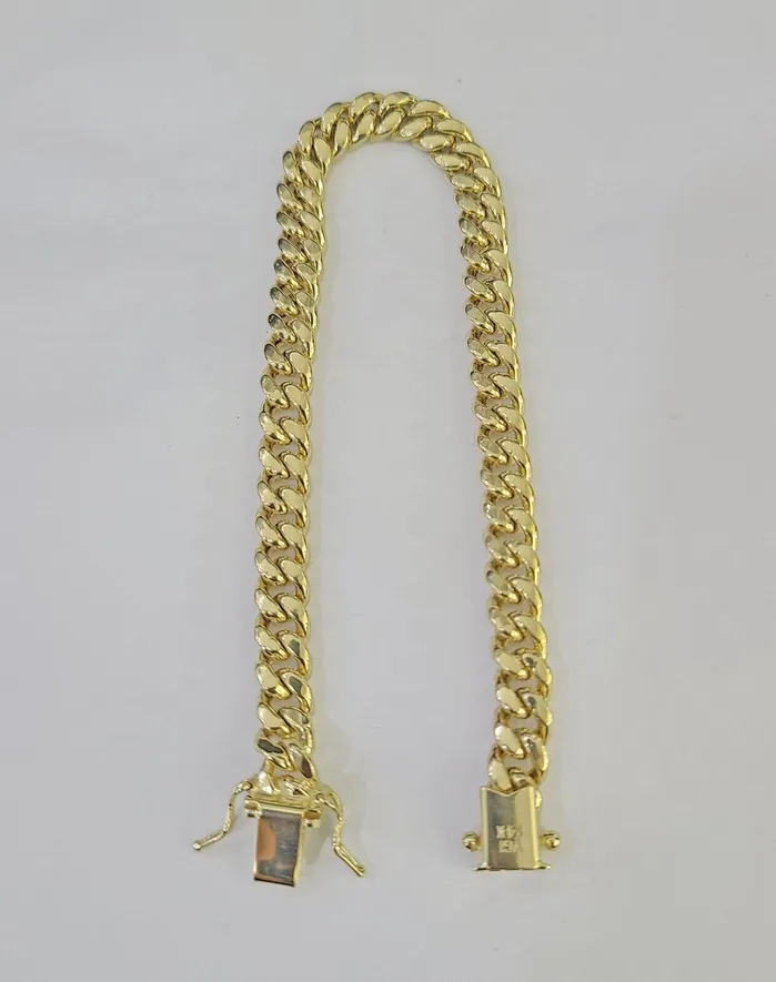 globalwatches10 Bracelets 14K Miami Cuban Bracelet Yellow Gold Box Clasp 8 Inch 6mm Link