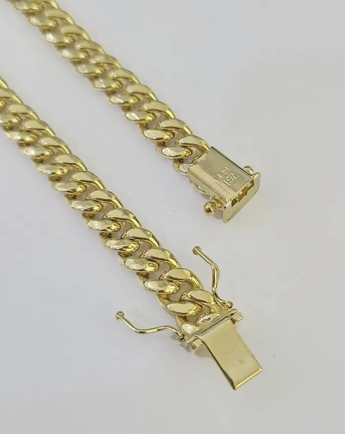 globalwatches10 Bracelets 14K Miami Cuban Bracelet Yellow Gold Box Clasp 8 Inch 6mm Link