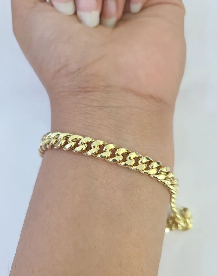 globalwatches10 Bracelets 14K Miami Cuban Bracelet Yellow Gold Box Clasp 8 Inch 6mm Link