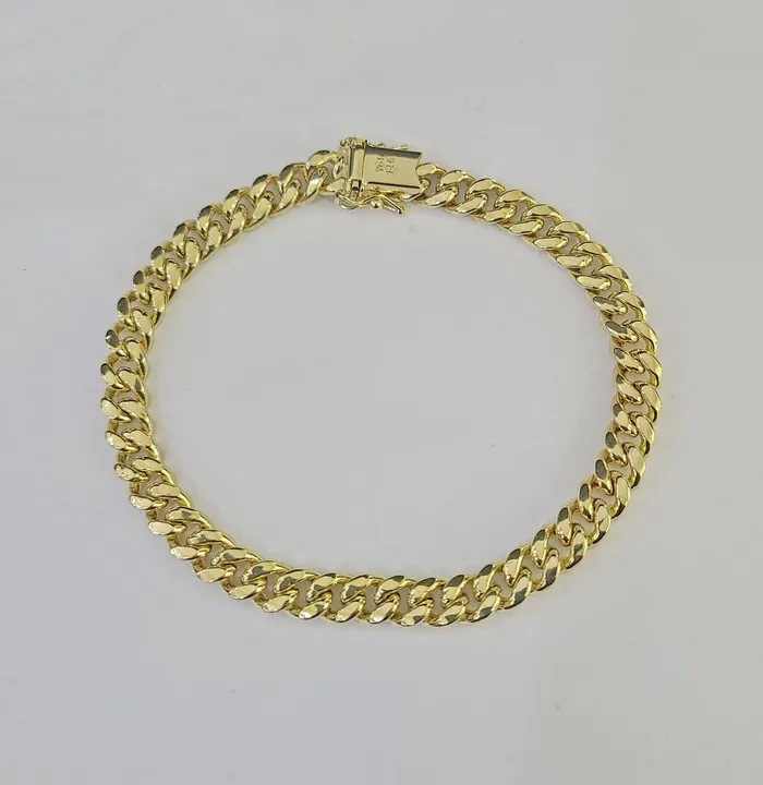 globalwatches10 Bracelets 14K Miami Cuban Bracelet Yellow Gold Box Clasp 8 Inch 6mm Link