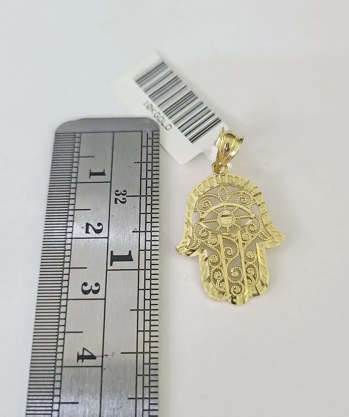 Globalwatches10 Necklaces 10k Milano Rope Chain Hamsa Hand Charm Necklace SET 3mm 18 20 22 24 Pendant