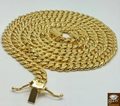 Globalwatches10 Necklaces 6mm 22 10k Gold Cuban Link Necklace Box Clasp REAL 10KT STRONG Link Mens Chain