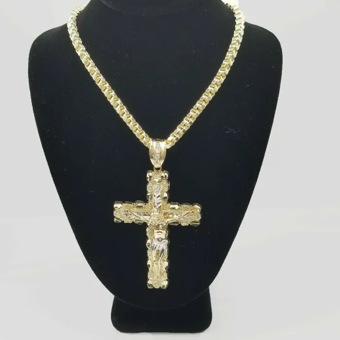 Globalwatches10 Necklaces Mens 10k Yellow Gold Cross Charm Diamond Cut Pendant Byzantine Chain in 24 Real Globalwatches10 Necklaces Mens 10k Yellow Gold Cross Charm Diamond Cut Pendant Byzantine Chain in 24 Real