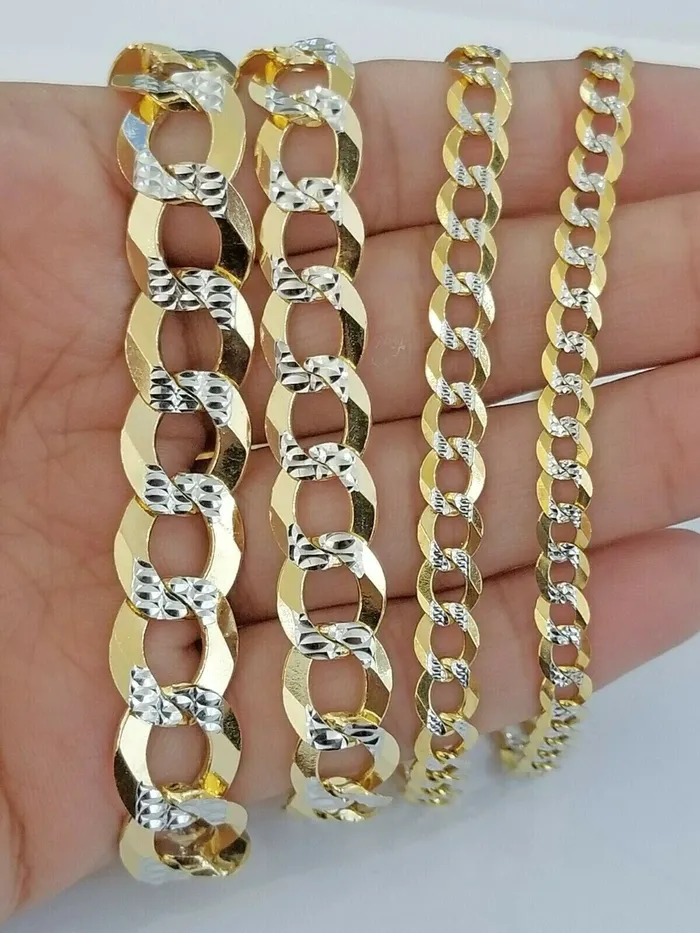 Gold and Diamond Bracelets 14k Solid Yellow Gold Cuban Link Bracelet Diamond Cut Men Women 7 9 inch Real Gold and Diamond Bracelets 14k Solid Yellow Gold Cuban Link Bracelet Diamond Cut Men Women 7 9 inch Real