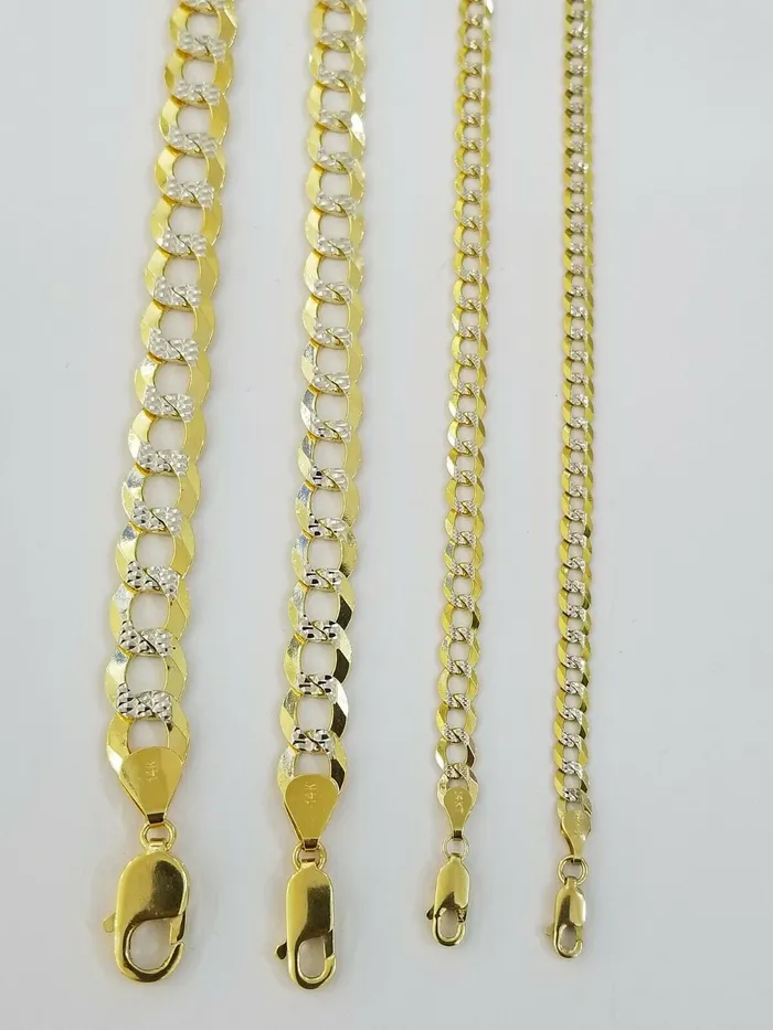Gold and Diamond Bracelets 14k Solid Yellow Gold Cuban Link Bracelet Diamond Cut Men Women 7 9 inch Real